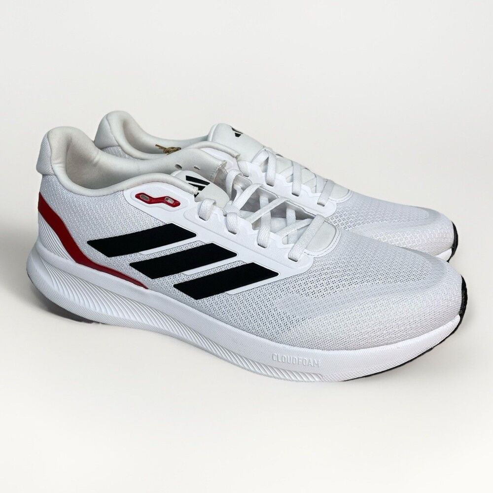 Adidas Runfalcon 5 Men's Sz 8.5 White Black Red Scarlet Jog Walk Shoes IE8818